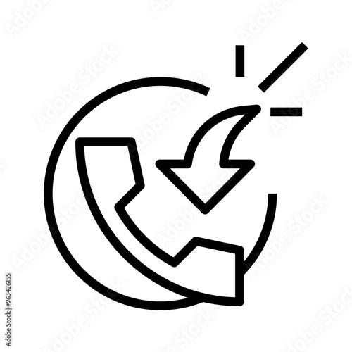 incoming dial call with arrow down