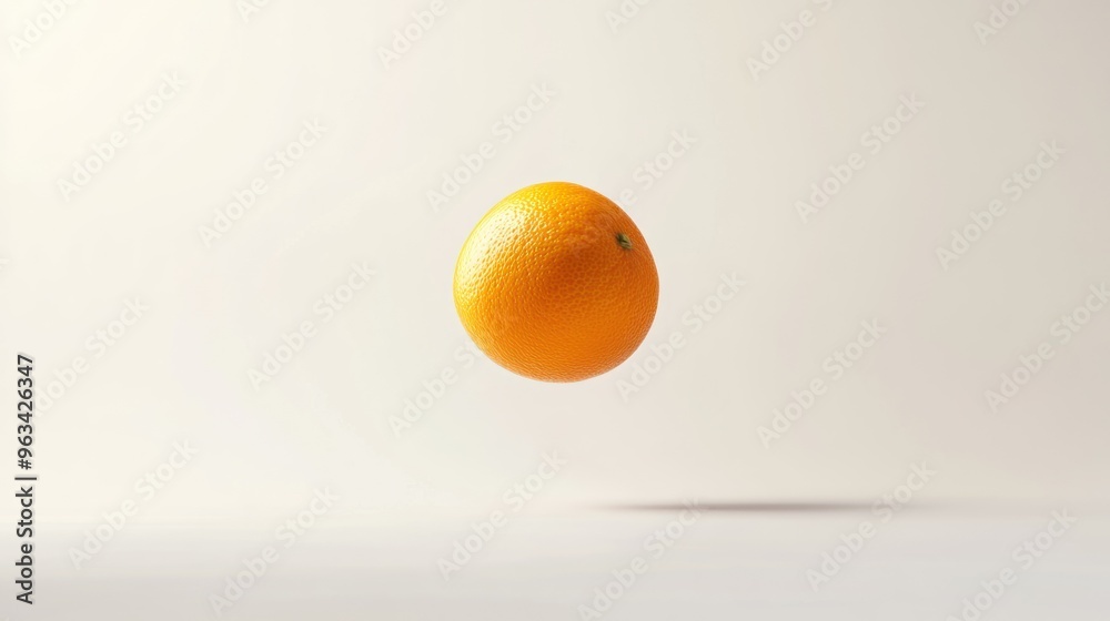 A Single Orange Floating Against a White Background A Single Orange Floating Against a White Background