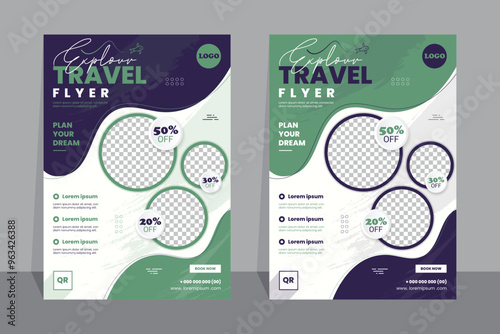 Travel Flyer or Poster Template design layout, Travel agency flyer vector posters for business.	