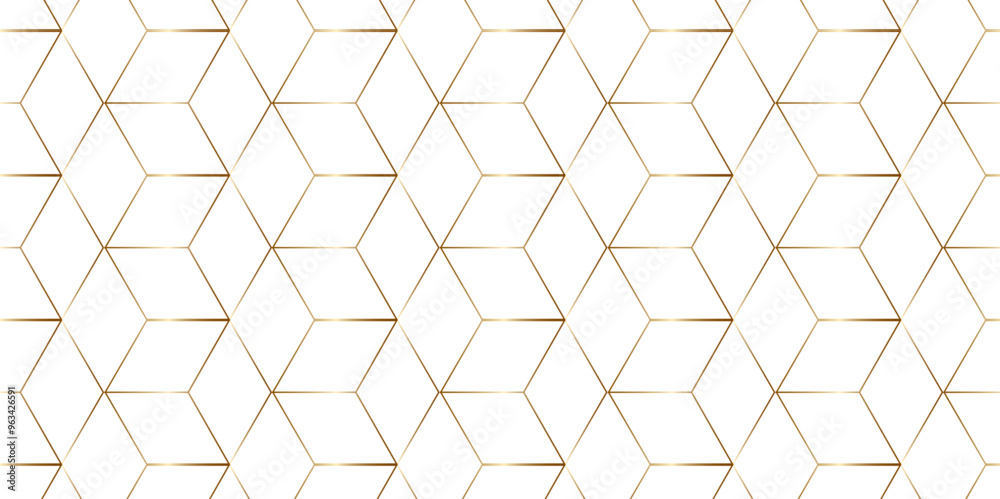 Vector seamless geometric pattern with triangles hexagon honeycomb emboss gold line cube texture design. Vector seamless geometric pattern with triangles hexagon honeycomb emboss gold line cube texture design.