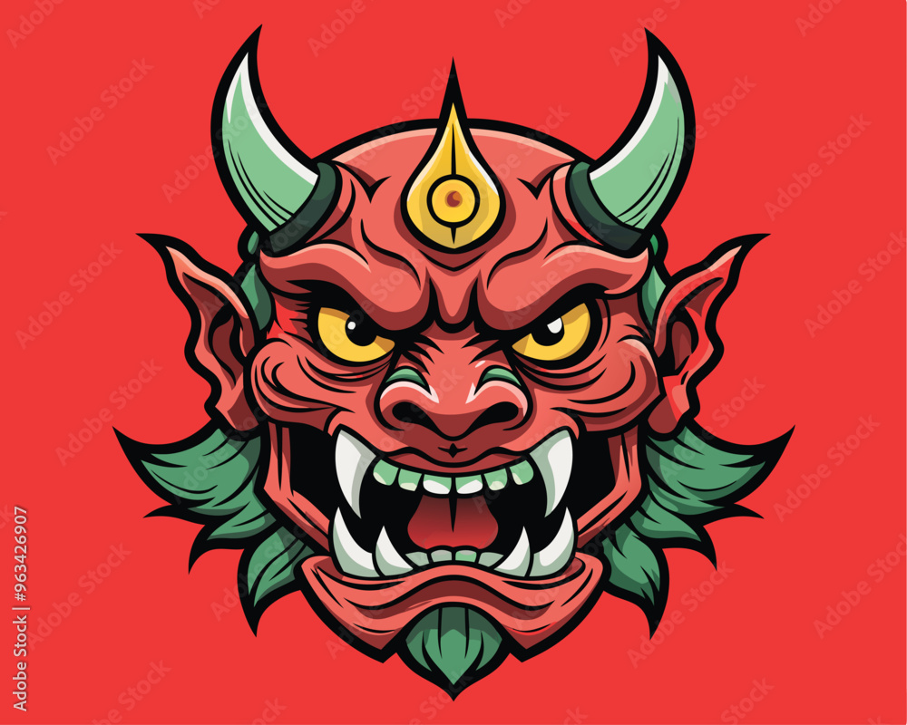 japanese demon head vector illustration japanese demon head vector illustration