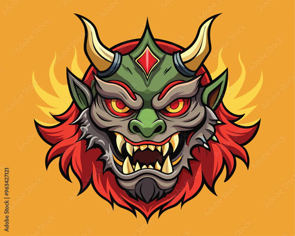 japanese demon head vector illustration japanese demon head vector illustration