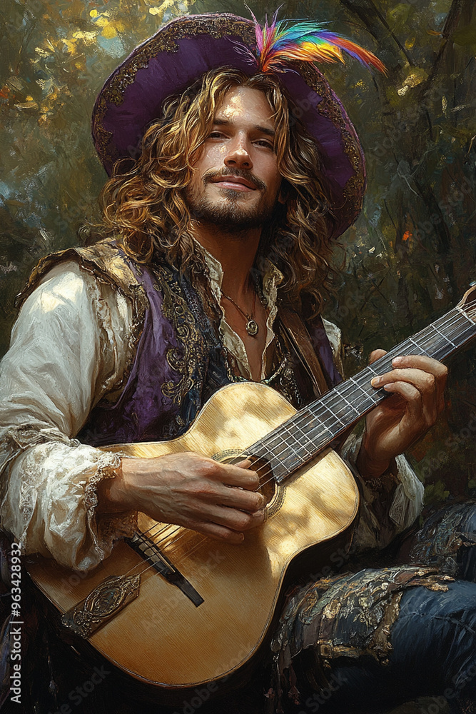 Fototapeta premium musical bard playing the guitar