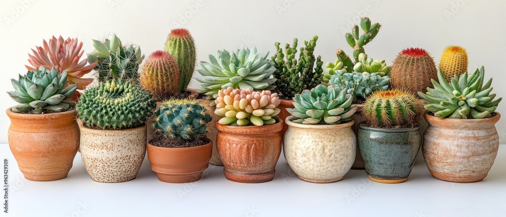 A Collection of Succulents and Cacti in Terracotta Pots