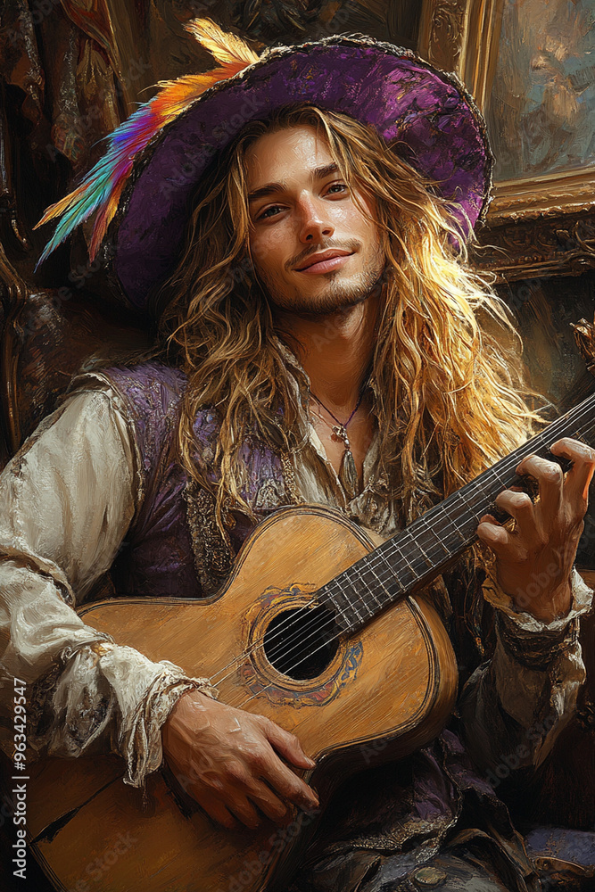 Fototapeta premium musical bard playing the guitar