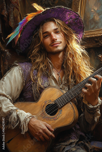 musical bard playing the guitar