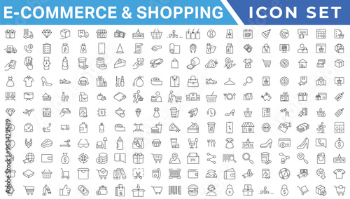 E-commerce avd Shopping icons collection set. Online shopping thin line icons. Shop icons vector photo