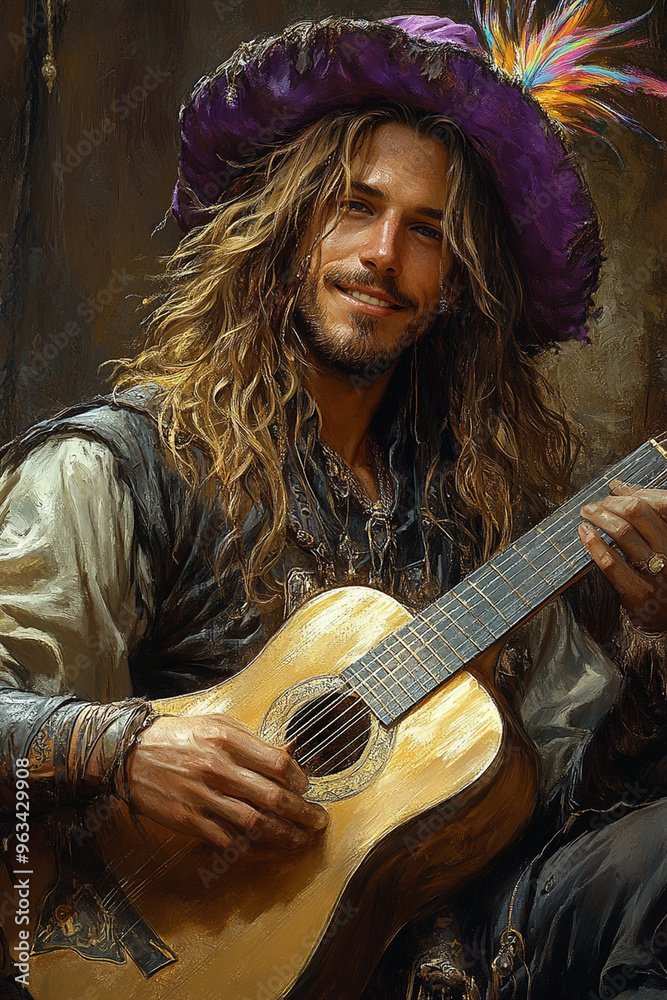 Fototapeta premium musical bard playing the guitar