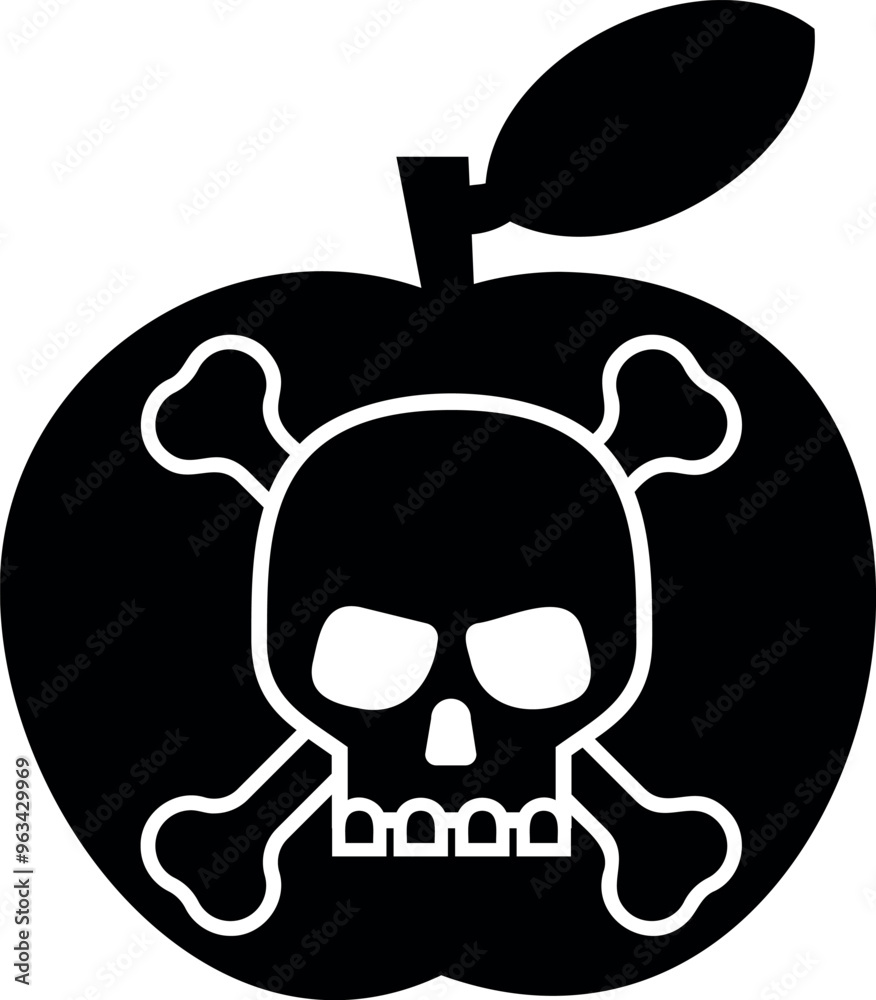 Flat isolated skull and crossbones. Halloween skull illustration vector.