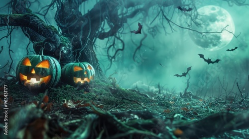 The Spooky Halloween Pumpkin Scene photo