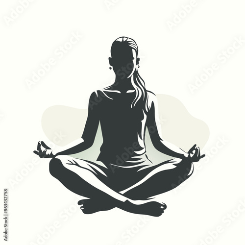 a Woman sitting and meditating isolated white background