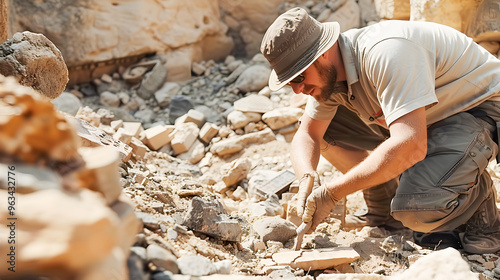 Archaeologist Excavating Ancient Ruins - Search for Artifacts