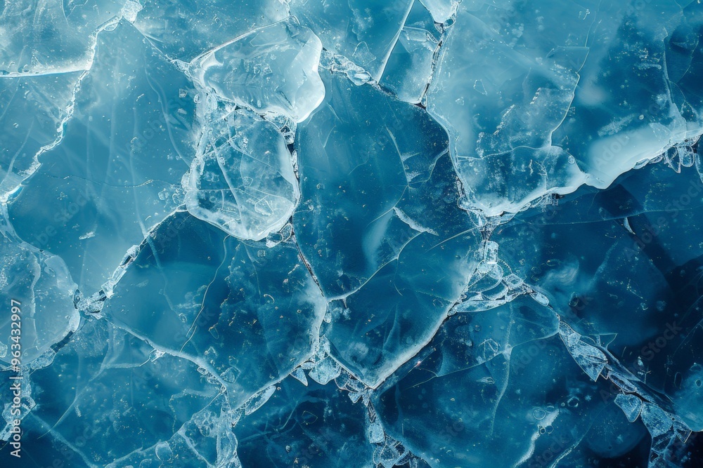 Abstract ice background Blue background with cracks on the ice surface Abstract ice background Blue background with cracks on the ice surface