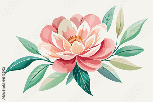 Minimalist water color flowers vector art illustration