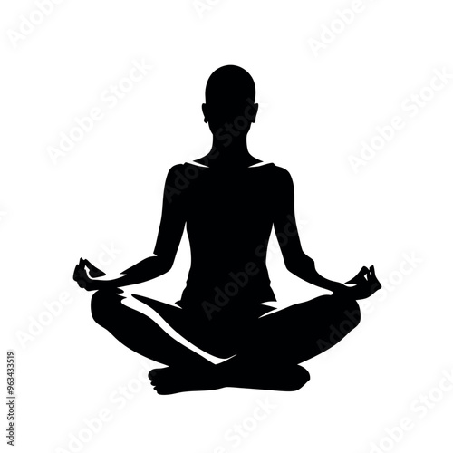 a Woman sitting and meditating isolated white background