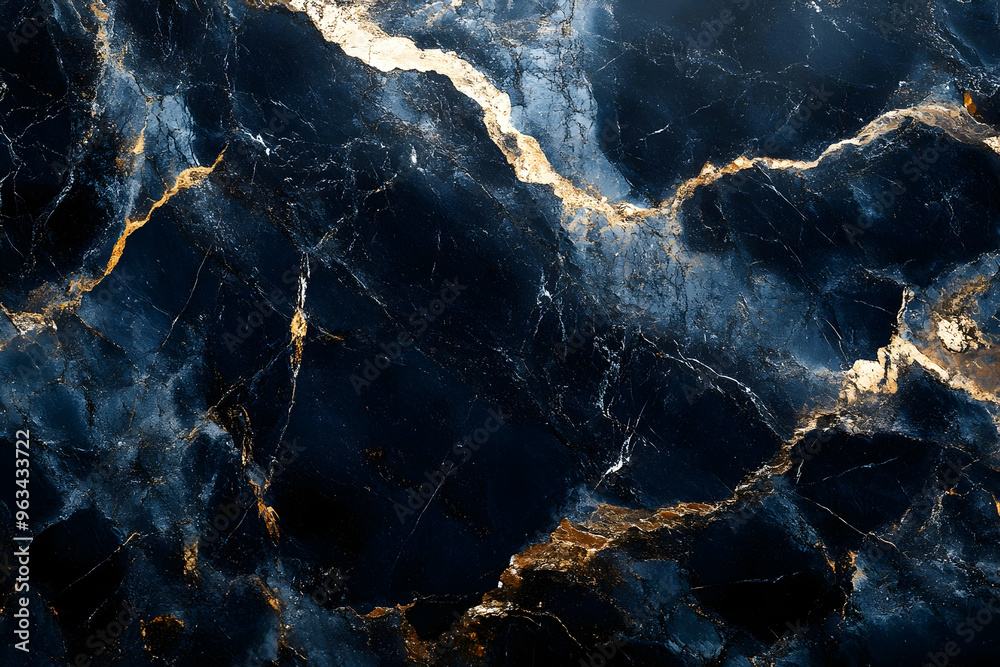 Dark Blue Marble Background with Golden Veins Texture Dark Blue Marble Background with Golden Veins Texture