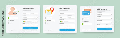 Web App Template for Payment, Billing, and Account Registration with Minimalist Illustrations