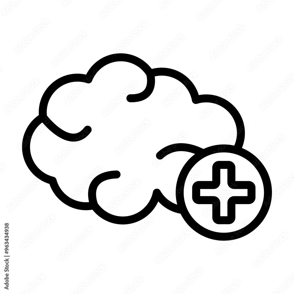 Mental Health (Brain) Vector Line Icon Design Mental Health (Brain) Vector Line Icon Design