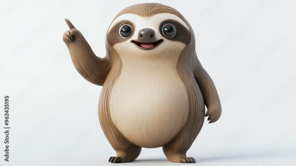 A cheerful cartoon sloth with a raised finger, suggesting a fun idea or thought.