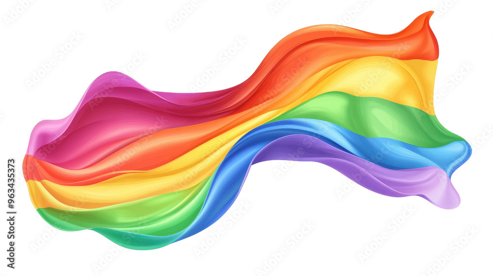Fototapeta premium Vibrant rainbow wave illustration showcasing fluid movement and colorful elegance, perfect for celebrating diversity and inclusion.