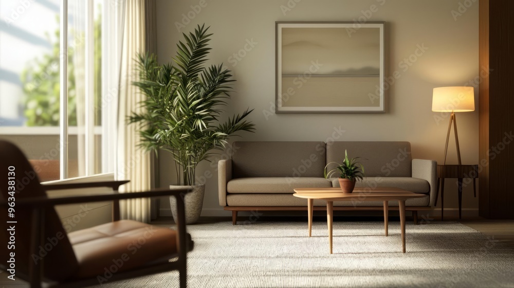 Fototapeta premium Comfort A living room with wide spaces
