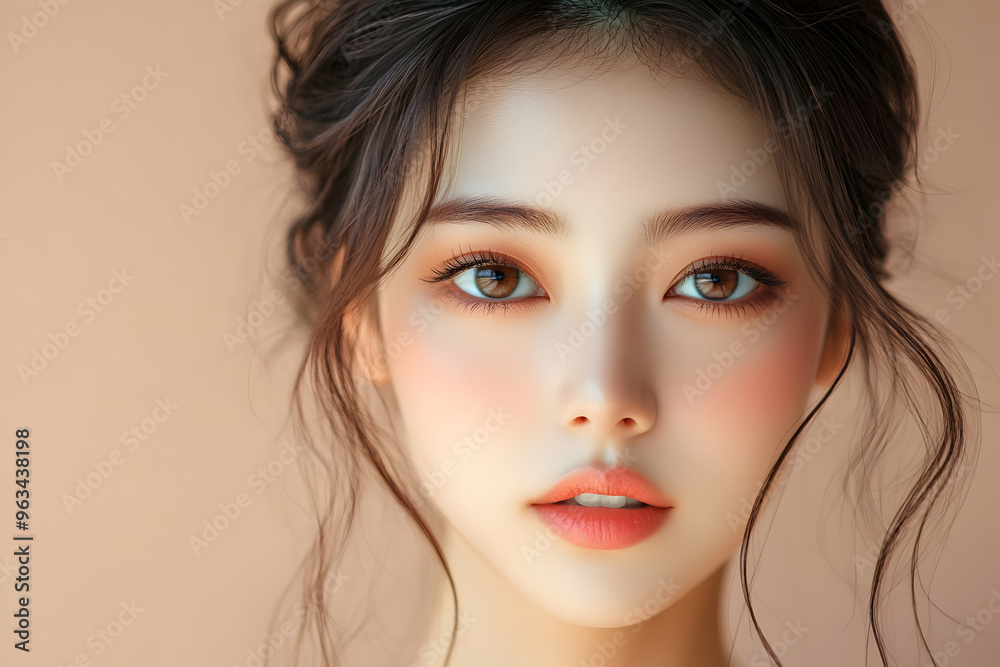 Illustration of Korean Beauty: A Portrait of Peachy Perfection Illustration of Korean Beauty: A Portrait of Peachy Perfection