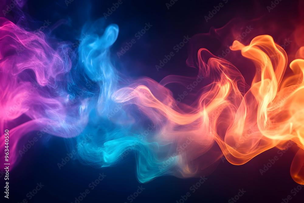 Abstract Background of Neon Blue and Orange Smoke Abstract Background of Neon Blue and Orange Smoke