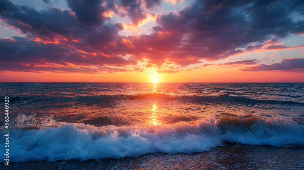 Ocean Sunset Waves Photo