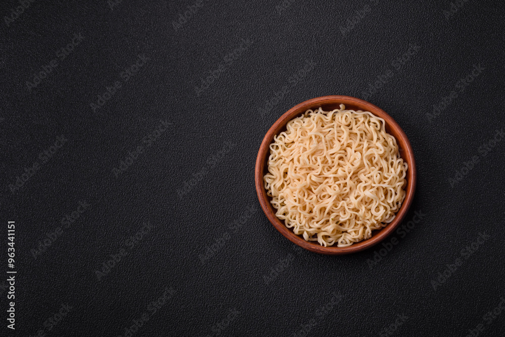 Rice noodles with mushrooms, vegetables, spices and herbs Rice noodles with mushrooms, vegetables, spices and herbs