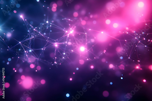 Abstract Background with Glowing Pink Network Connections and Bokeh