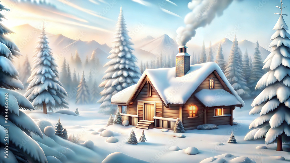 Illustration of Christmas bells hanging from a rustic wooden door, with a wreath and snow-dusted pine cones, warm holiday welcome, copy space Illustration of Christmas bells hanging from a rustic wooden door, with a wreath and snow-dusted pine cones, warm holiday welcome, copy space