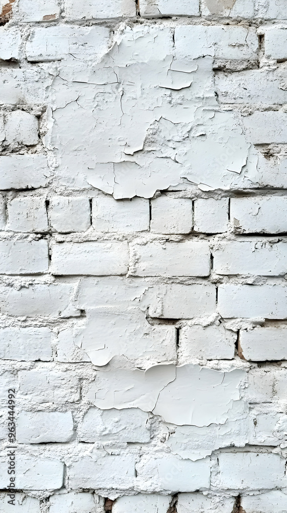 White Brick Wall Texture Background - Rustic, Weathered, and Cracked Surface White Brick Wall Texture Background - Rustic, Weathered, and Cracked Surface