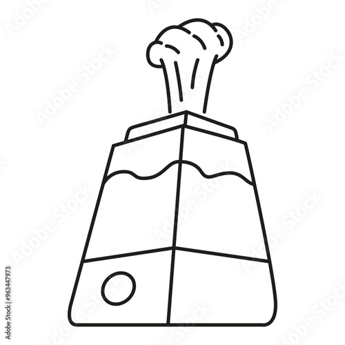 Icon of a humidifier set. Household or office equipment.Humidifier with steam jet.Outline ionizer humidifier.Electronic devices outline collection. Air cleaner.Air purifier.Vector illustration.