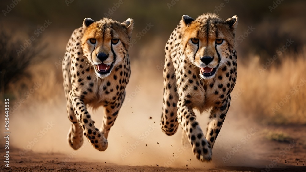 Naklejka premium _Cheetah_sprinting_at_full_speed_focused_on_its_3