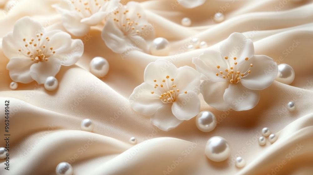 Elegant background featuring a soft ivory with delicate pearl accents Elegant background featuring a soft ivory with delicate pearl accents