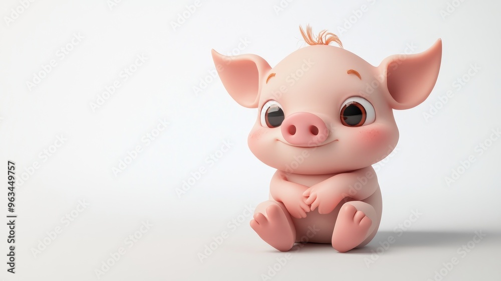 A cute cartoon pig character sitting, designed for playful and friendly themes. A cute cartoon pig character sitting, designed for playful and friendly themes.