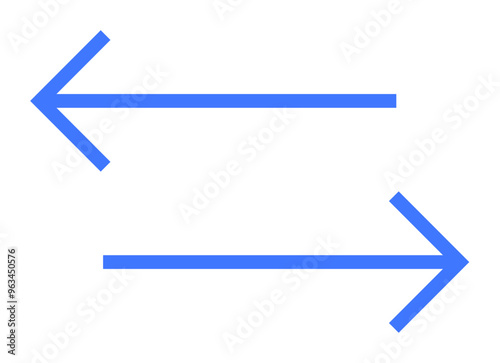 The image features two horizontal blue arrows. One is pointing to the left and the other to the right. Themes: direction, movement, navigation, choice, orientation.