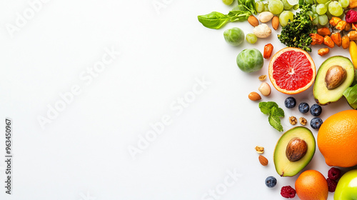 vegetables on a board on white background 