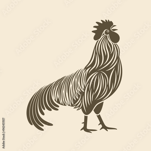 Rooster logo. Isolated rooster on white background