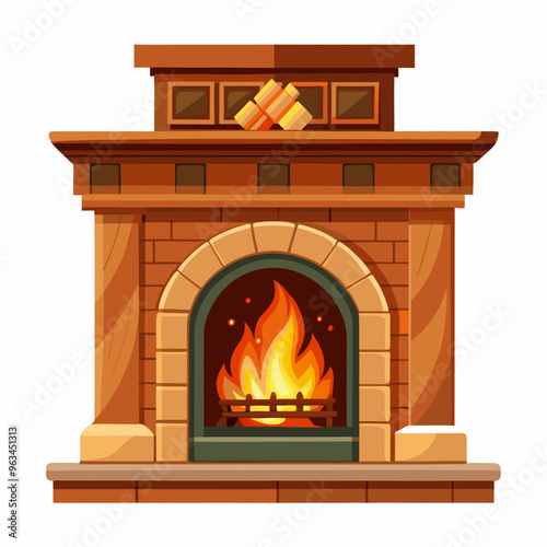 fireplace with fire