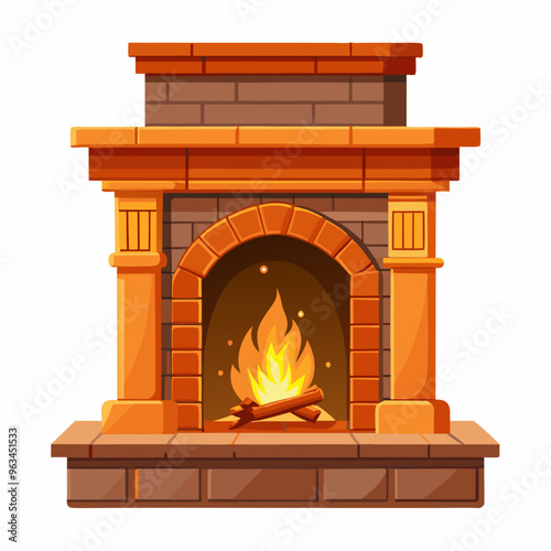 fireplace with fire