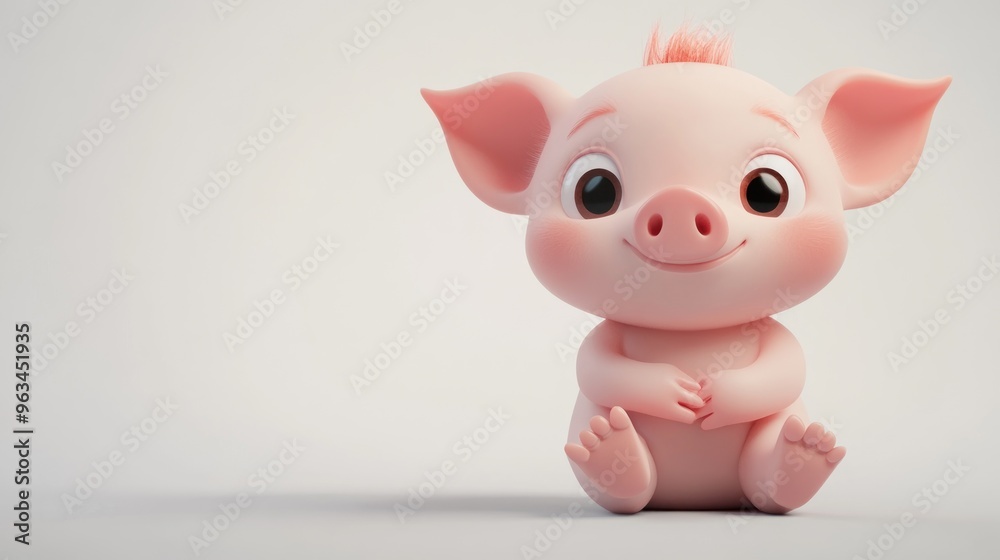 A cute cartoon piglet sitting and smiling, exuding a playful and friendly vibe. A cute cartoon piglet sitting and smiling, exuding a playful and friendly vibe.