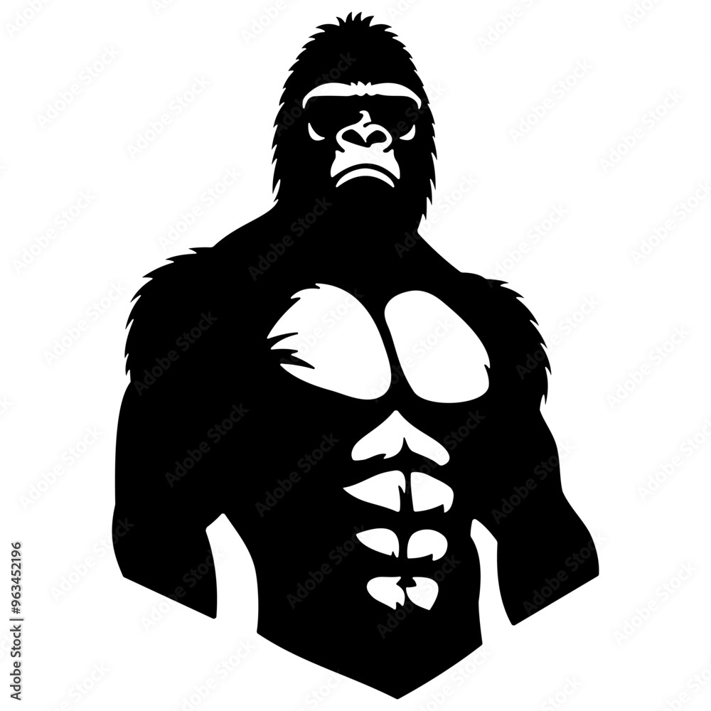 Vector silhouette of a gorilla Half body design gives a modern look. Vector silhouette of a gorilla Half body design gives a modern look.