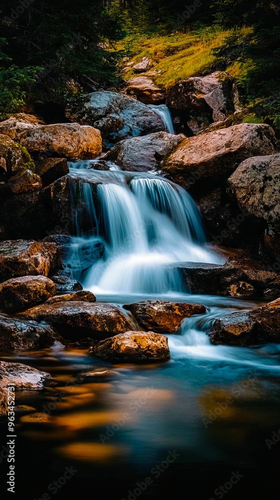 Fototapeta premium A small waterfall in the middle of a forest