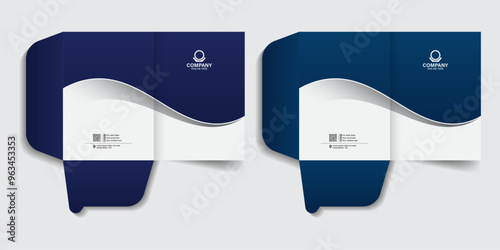 Abstract shapes use, creative and corporate file folder or report cover template, unique style professional file folder design
