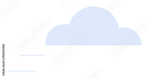 A minimalist blue cloud with two thin horizontal lines underneath, indicating movement or wind. Ideal for weather, simplicity, cloud computing, clean design, environmental themes.