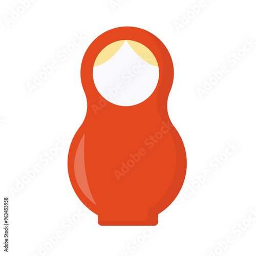 Russian traditional nesting doll. Red matryoshka isolated on white background