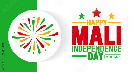 21 September Mali independence day fireworks background or banner design template. Holiday concept. Template for background, banner, card, poster, placard, design. eps 10