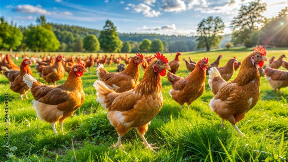 Fototapeta premium free range chicken on an organic farm