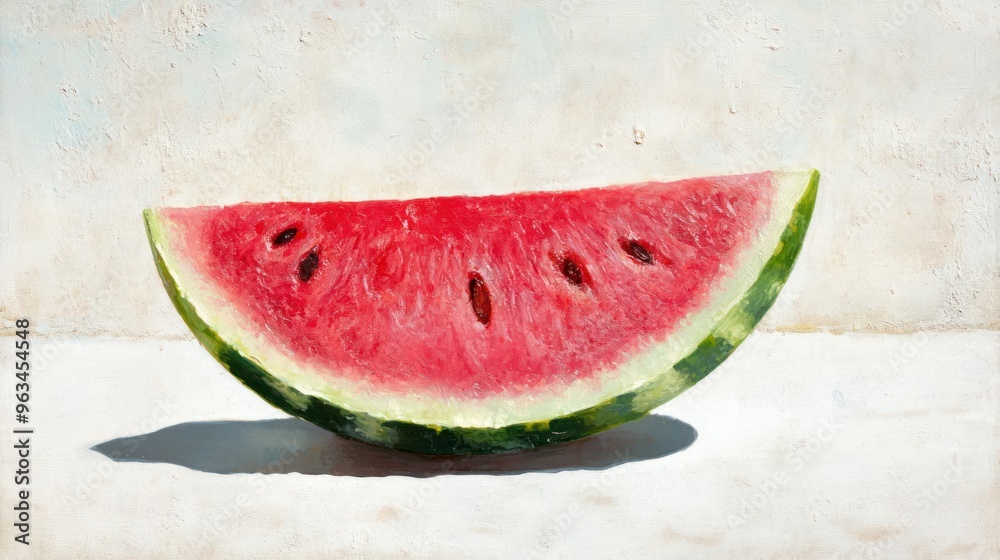 A Slice of Watermelon on a White Canvas A Slice of Watermelon on a White Canvas